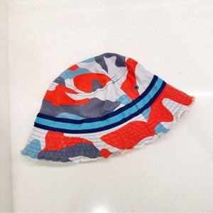 Mini Boden Kids Camo Blue Red White Bucket Hat sz S